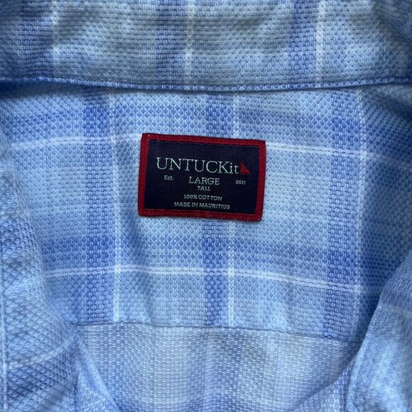 UNTUCKit Textured Long Sleeve Plaid Button Up Pinard Shirt Men’s Size Large - Picture 4 of 7